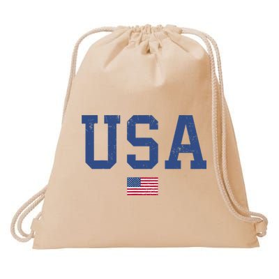 USA Patriotic American Flag Distressed Drawstring Bag