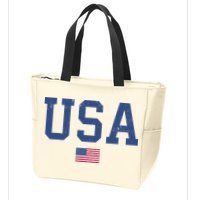 USA Patriotic American Flag Distressed Zip Tote Bag