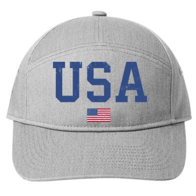 USA Patriotic American Flag Distressed 7-Panel Snapback Hat
