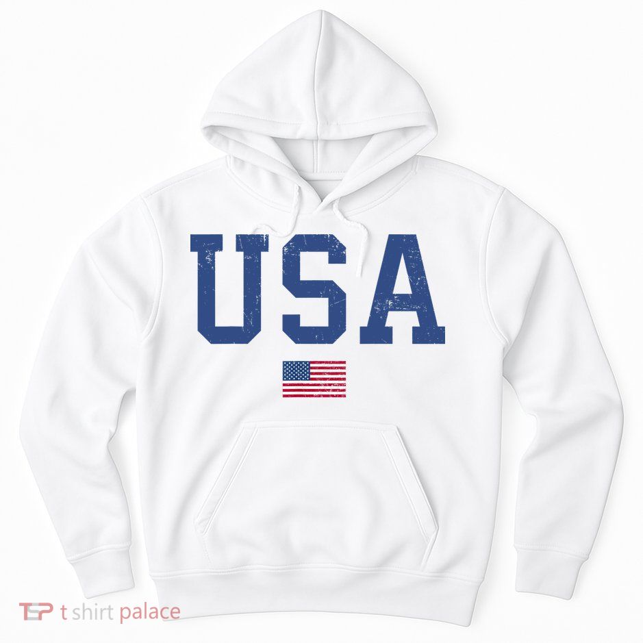 USA Patriotic American Flag Distressed Hoodie