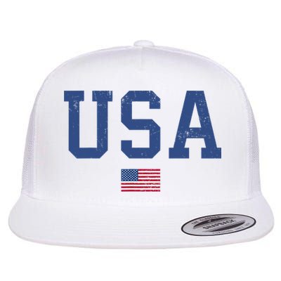 USA Patriotic American Flag Distressed Flatbill Hat
