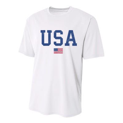USA Patriotic American Flag Distressed Youth Performance Sprint T-Shirt