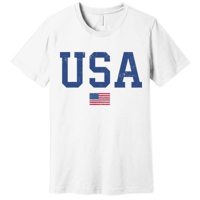 USA Patriotic American Flag Distressed Premium T-Shirt