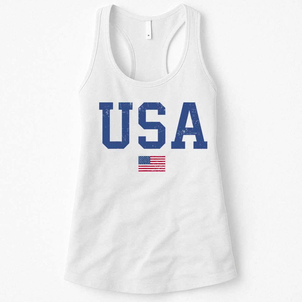 USA Patriotic American Flag Distressed Womens Tank Top