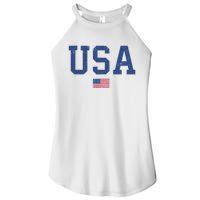 USA Patriotic American Flag Distressed Women’s Perfect Tri Rocker Tank