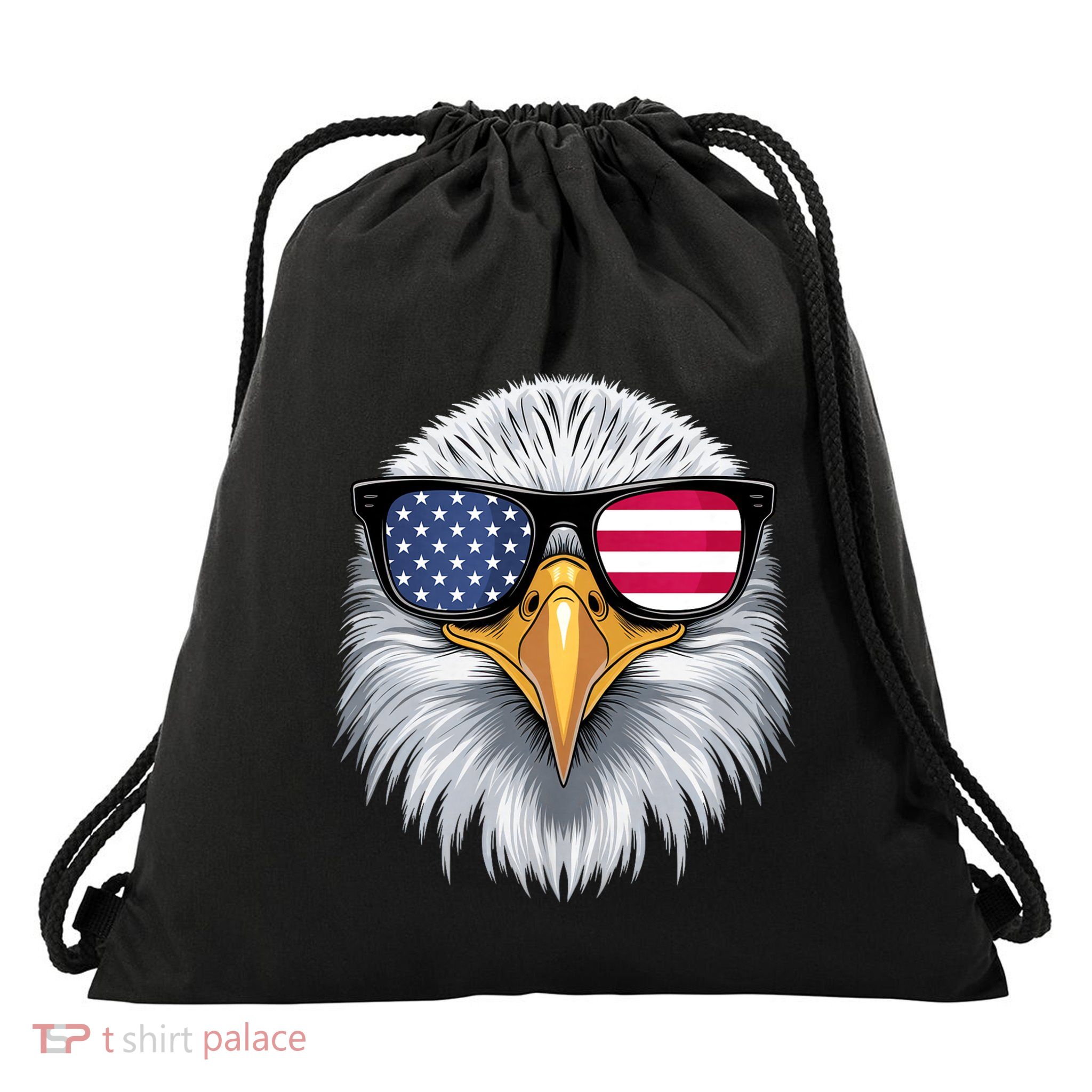 Usa Patriotic American Flag Bald Eagle Sunglasses July 4th Drawstring Bag