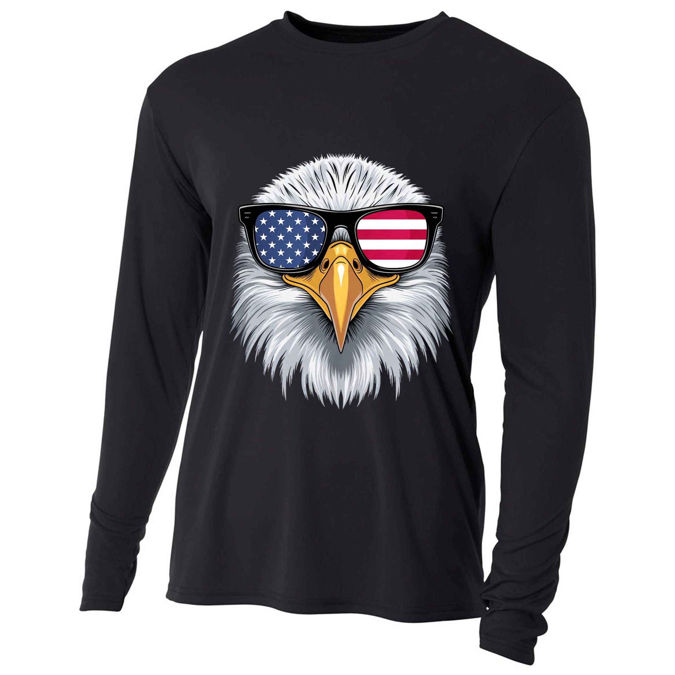 Usa Patriotic American Flag Bald Eagle Sunglasses July 4th Cooling Performance Long Sleeve Crew