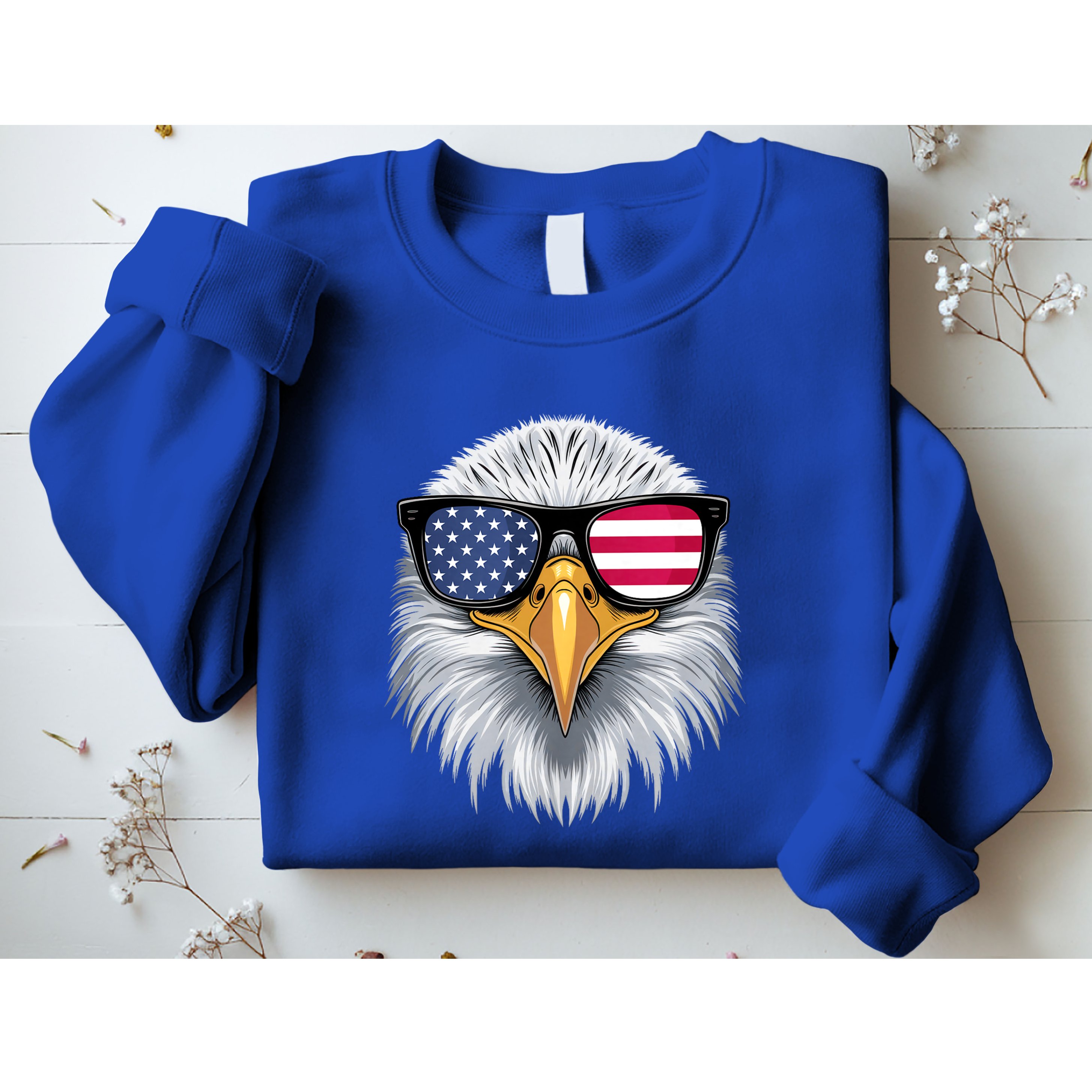 Usa Patriotic American Flag Bald Eagle Sunglasses July 4th Sweatshirt