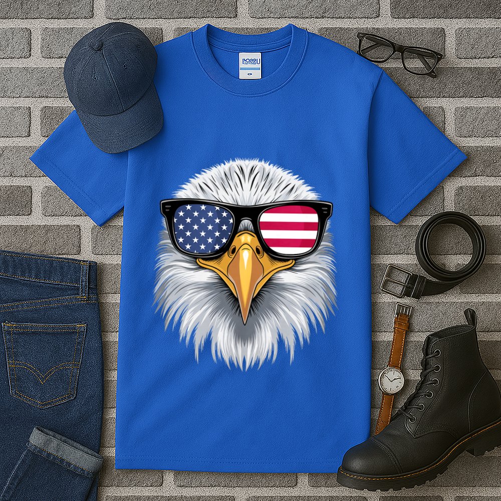 Usa Patriotic American Flag Bald Eagle Sunglasses July 4th Tall T-Shirt