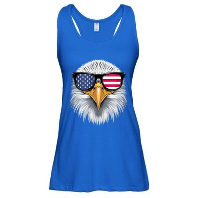 Usa Patriotic American Flag Bald Eagle Sunglasses July 4th Ladies Essential Flowy Tank
