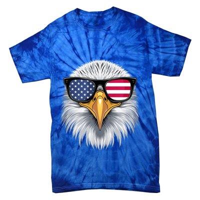 Usa Patriotic American Flag Bald Eagle Sunglasses July 4th Tie-Dye T-Shirt