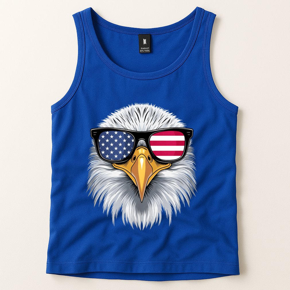 Usa Patriotic American Flag Bald Eagle Sunglasses July 4th Tank Top