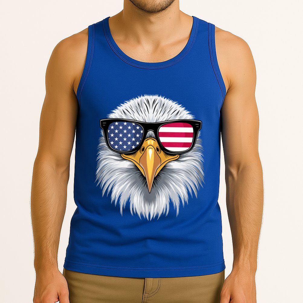 Usa Patriotic American Flag Bald Eagle Sunglasses July 4th Tank Top