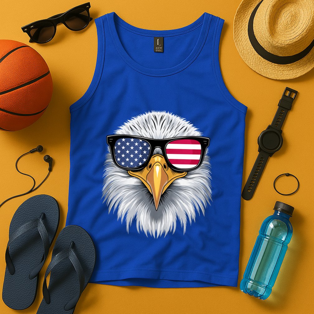 Usa Patriotic American Flag Bald Eagle Sunglasses July 4th Tank Top
