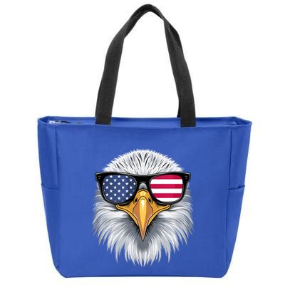 Usa Patriotic American Flag Bald Eagle Sunglasses July 4th Zip Tote Bag