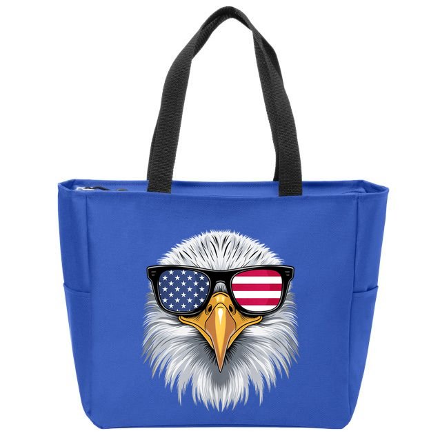 Usa Patriotic American Flag Bald Eagle Sunglasses July 4th Zip Tote Bag