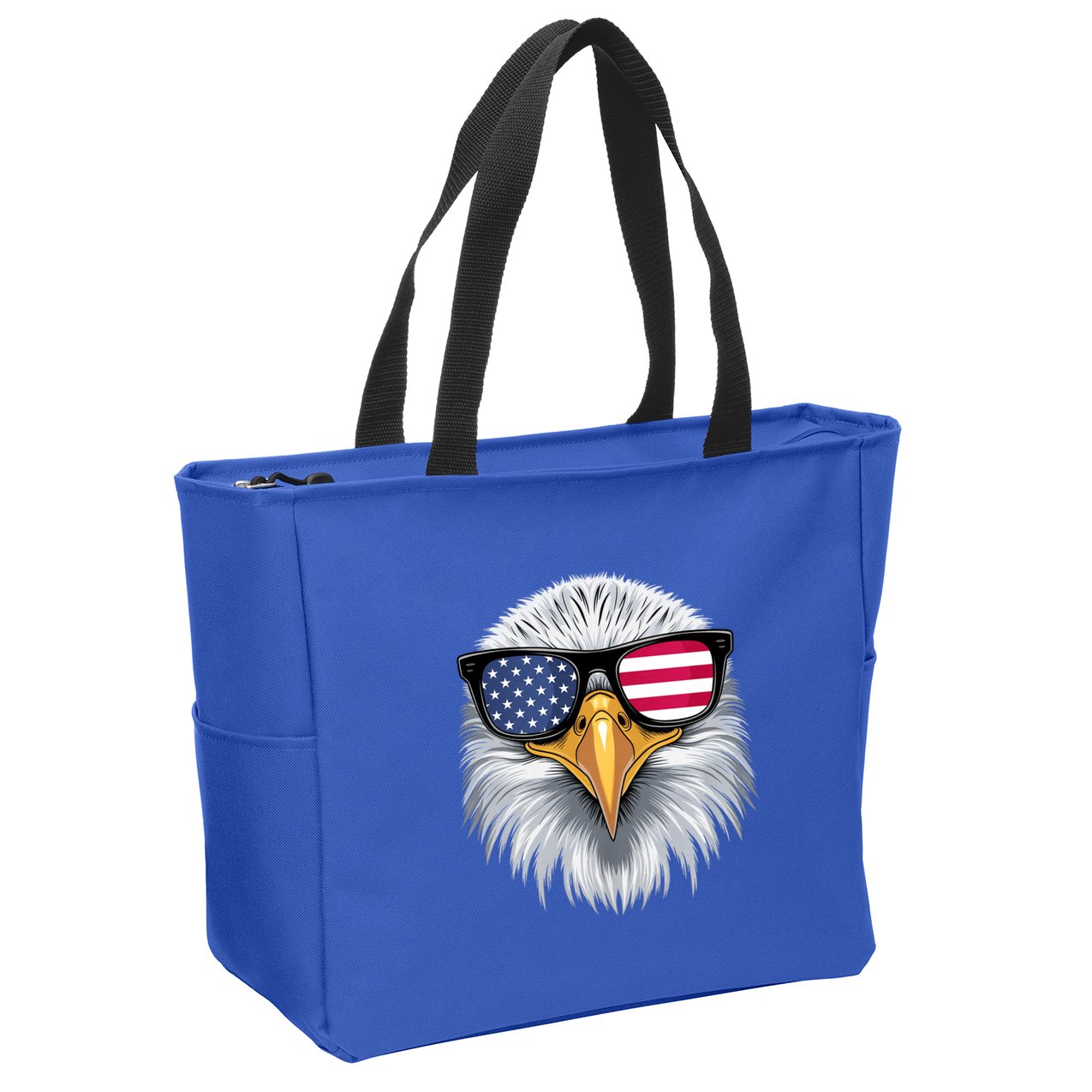 Usa Patriotic American Flag Bald Eagle Sunglasses July 4th Zip Tote Bag