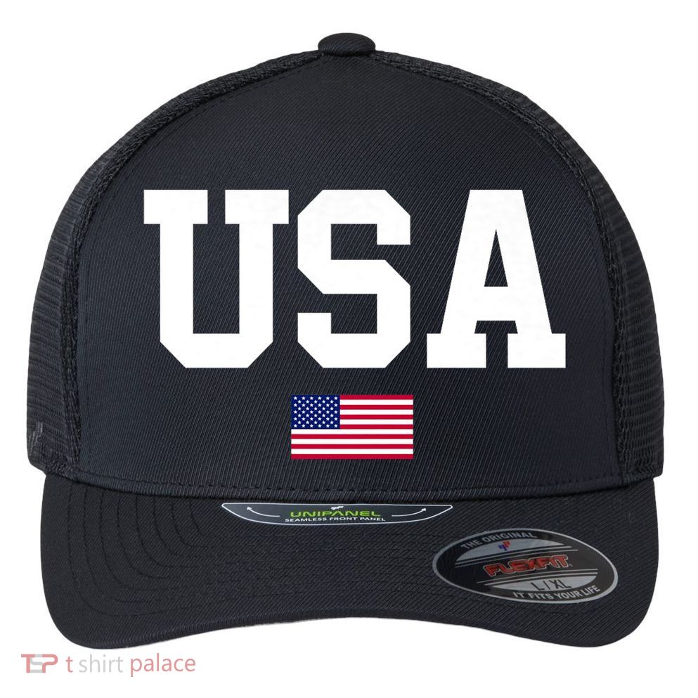 Usa Patriotic American Flag 4th Of July Usa American Flag Flexfit Unipanel Trucker Cap
