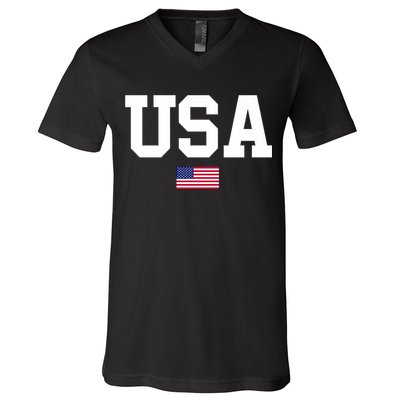Usa Patriotic American Flag 4th Of July Usa American Flag V-Neck T-Shirt