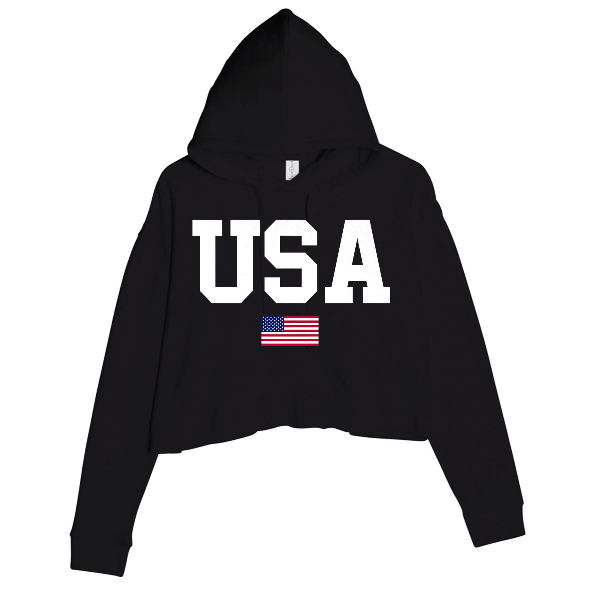 Usa Patriotic American Flag 4th Of July Usa American Flag Crop Fleece Hoodie
