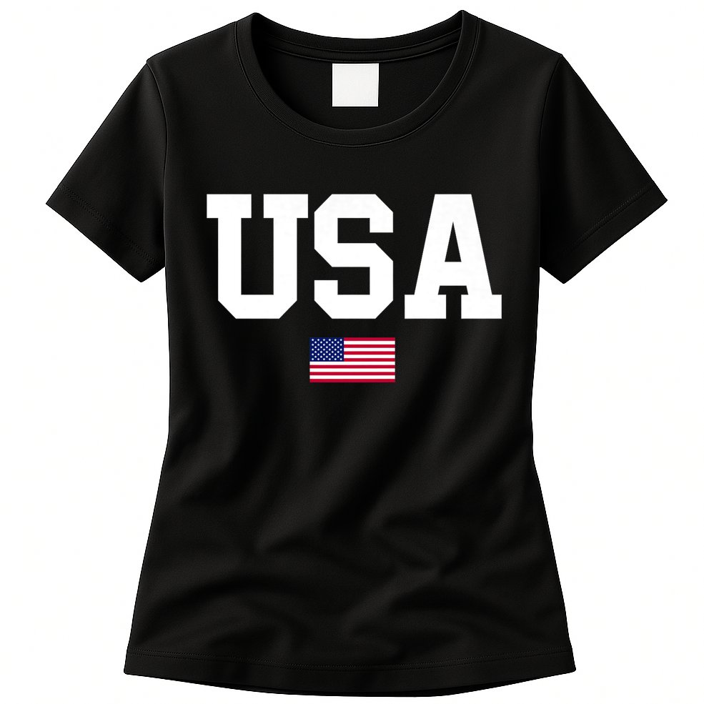 Usa Patriotic American Flag 4th Of July Usa American Flag Womens T-Shirt