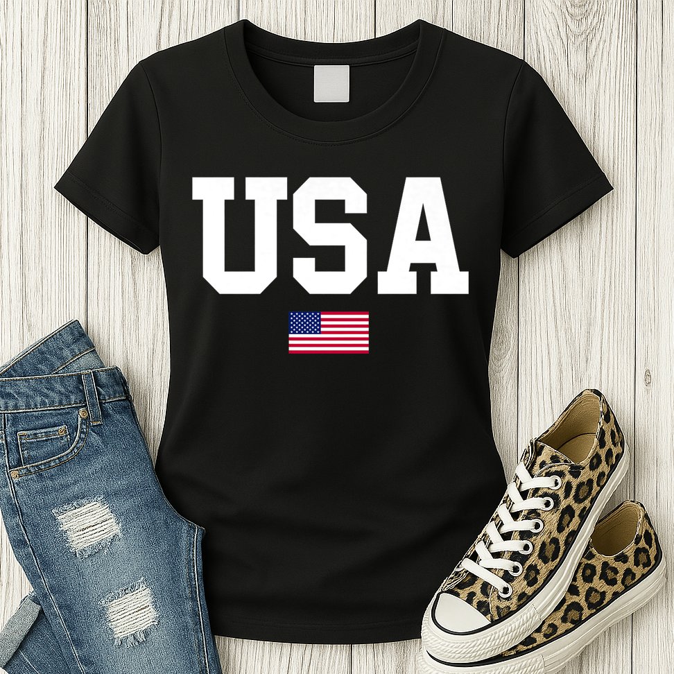 Usa Patriotic American Flag 4th Of July Usa American Flag Womens T-Shirt