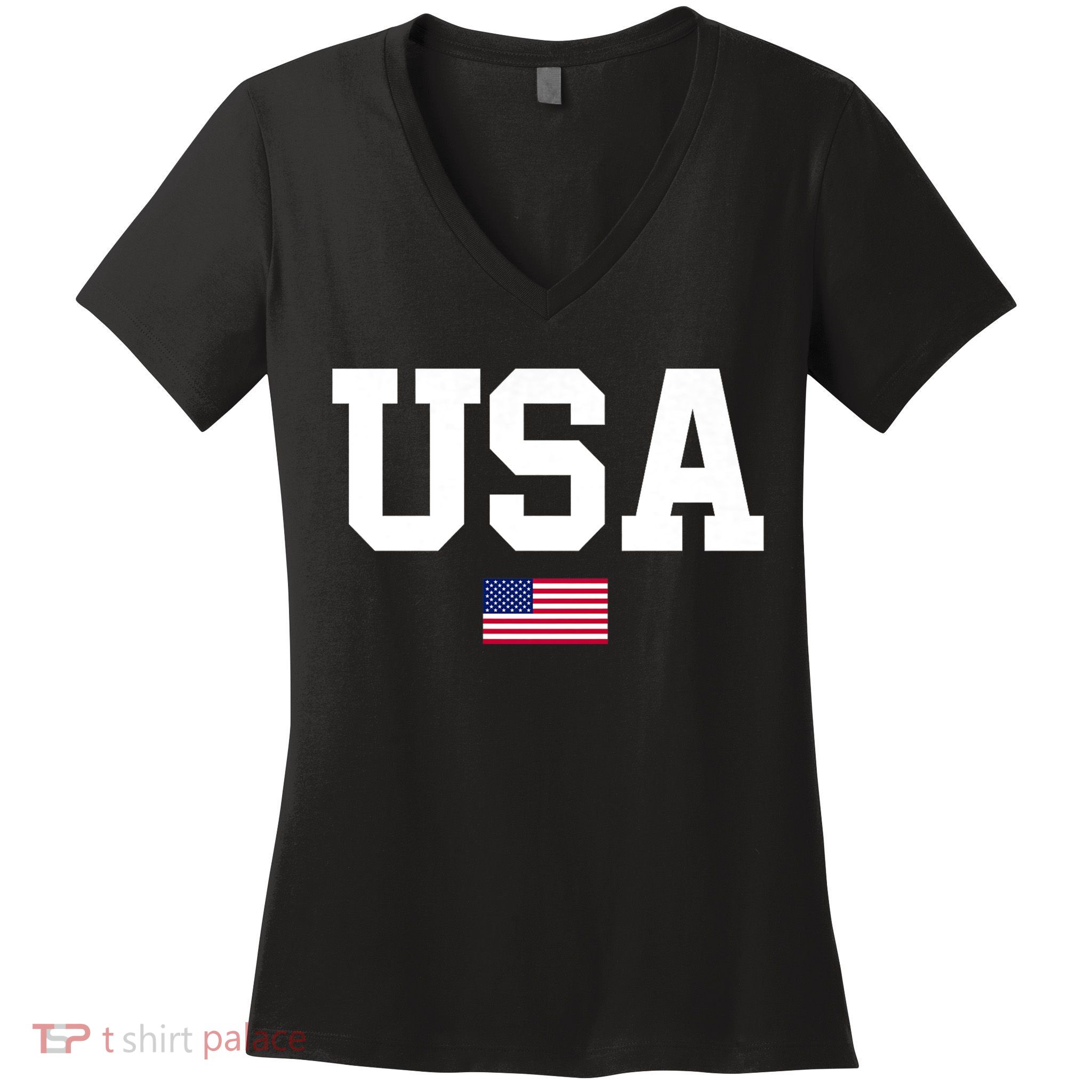 Usa Patriotic American Flag 4th Of July Usa American Flag Women's V-Neck T-Shirt