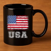 Usa Patriotic American Flag 11oz C Handle Ceramic Mug