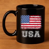 Usa Patriotic American Flag 11oz C Handle Ceramic Mug