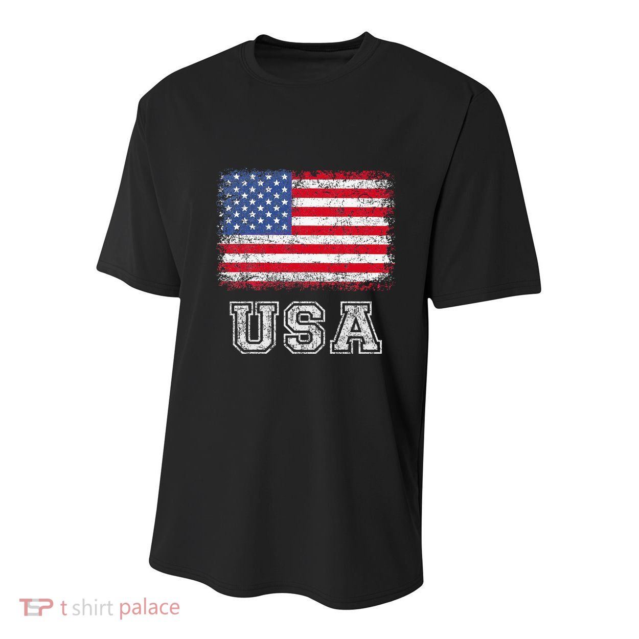 Usa Patriotic American Flag Youth Performance Sprint T-Shirt