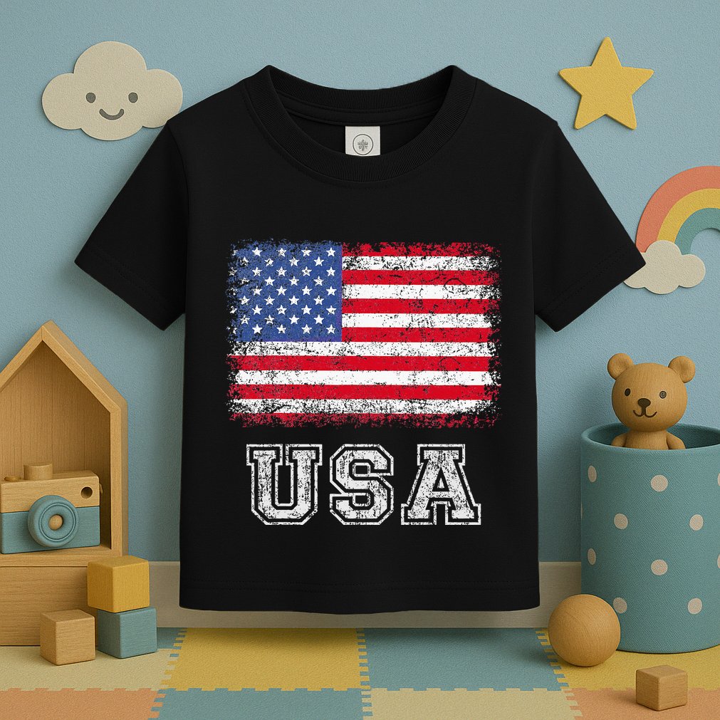 Usa Patriotic American Flag Toddler T-Shirt