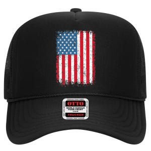 Usa Patriotic American Flag High Crown Mesh Back Trucker Hat