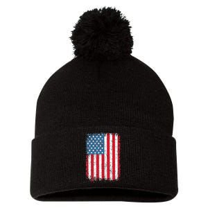 Usa Patriotic American Flag Pom Pom 12in Knit Beanie