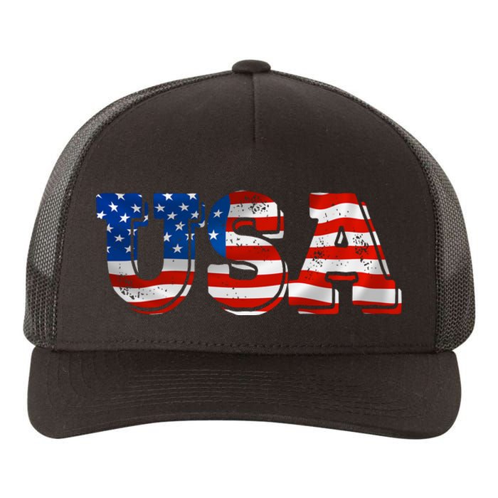 USA Patriotic American Flag For Men Women Kids Girls USA Yupoong Adult 5-Panel Trucker Hat