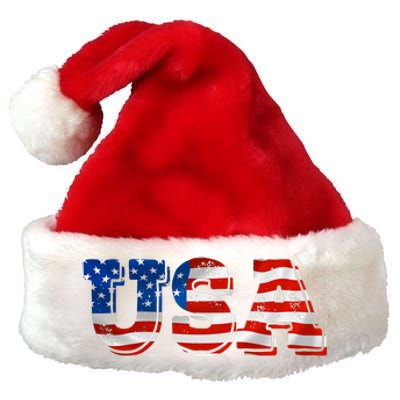 USA Patriotic American Flag For Men Women Kids Girls USA Premium Christmas Santa Hat