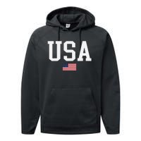 Usa Patriotic American Flag Us V Neck Performance Fleece Hoodie