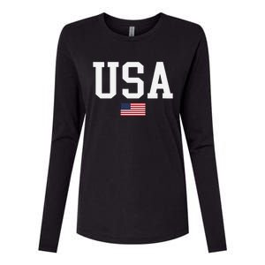 Usa Patriotic American Flag Us V Neck Womens Cotton Relaxed Long Sleeve T-Shirt