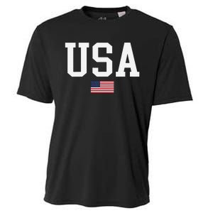 Usa Patriotic American Flag Us V Neck Cooling Performance Crew T-Shirt