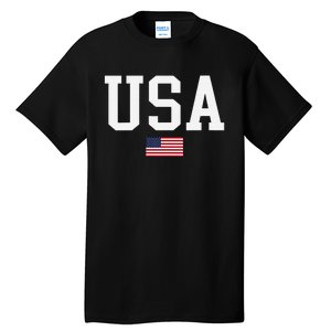 Usa Patriotic American Flag Us V Neck Tall T-Shirt