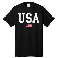 Usa Patriotic American Flag Us V Neck Tall T-Shirt