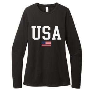 Usa Patriotic American Flag Us V Neck Womens CVC Long Sleeve Shirt