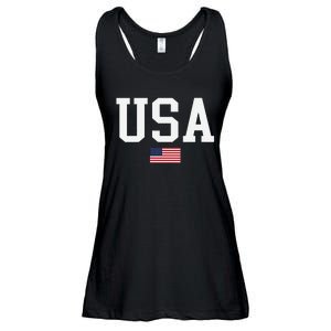 Usa Patriotic American Flag Us V Neck Ladies Essential Flowy Tank