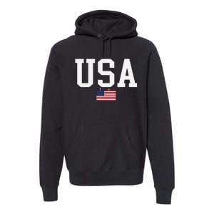 Usa Patriotic American Flag Us V Neck Premium Hoodie