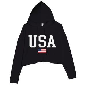 Usa Patriotic American Flag Us V Neck Crop Fleece Hoodie