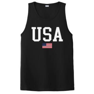 Usa Patriotic American Flag Us V Neck PosiCharge Competitor Tank