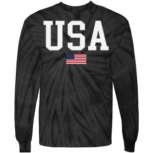 Usa Patriotic American Flag Us V Neck Tie-Dye Long Sleeve Shirt