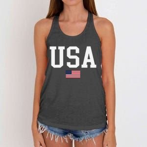 Usa Patriotic American Flag Us V Neck Women's Knotted Racerback Tank