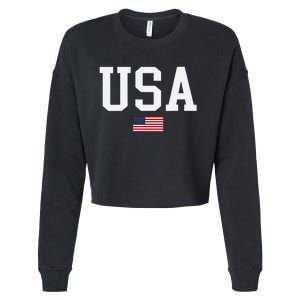 Usa Patriotic American Flag Us V Neck Cropped Pullover Crew