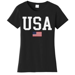 Usa Patriotic American Flag Us V Neck Women's T-Shirt