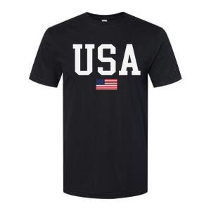 Usa Patriotic American Flag Us V Neck Softstyle CVC T-Shirt